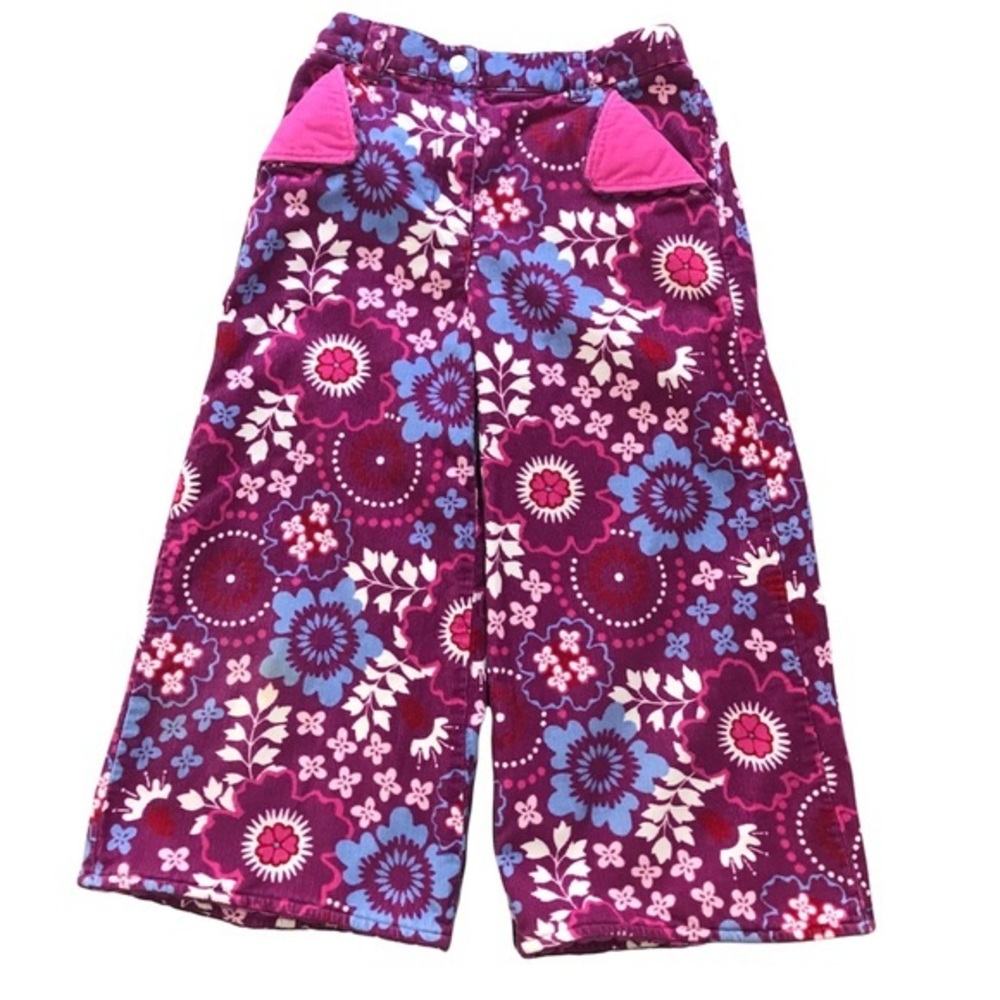 Hanna Andersson corduroy purple pink blue floral wide leg pants
